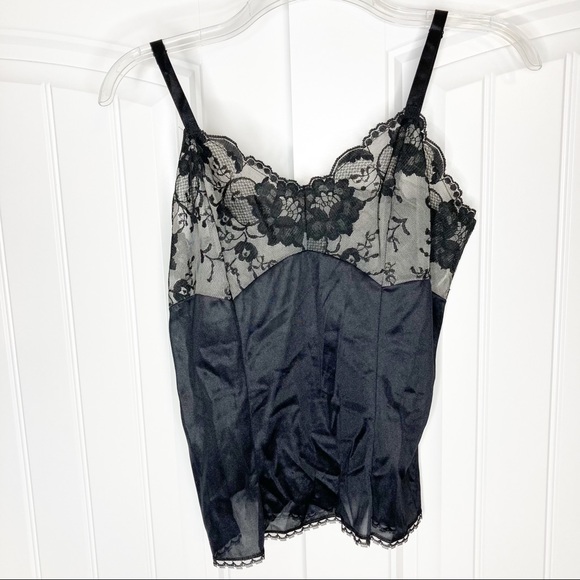 Movie Star Tops - Vintage Movie Star Lingerie Black Lace Camisole 36